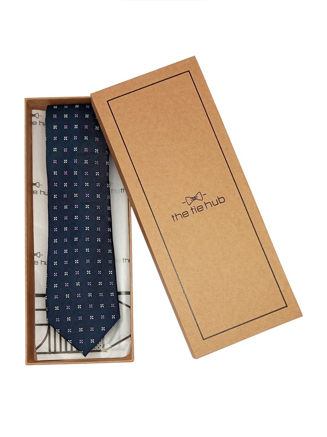 

The Tie Hub Men Woven Design Broad Tie, Navy blue