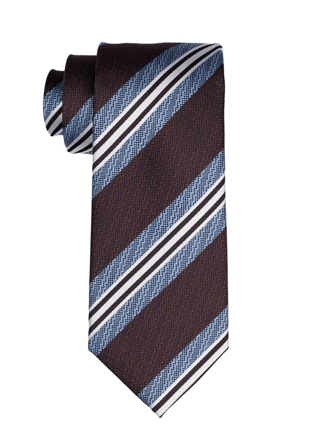 

The Tie Hub Men Striped Broad Tie, Brown