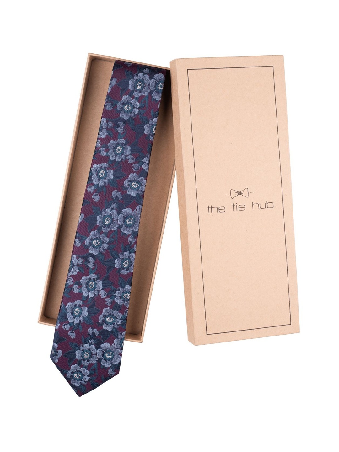 

The Tie Hub Men Printed Silk Skinny Tie, Purple