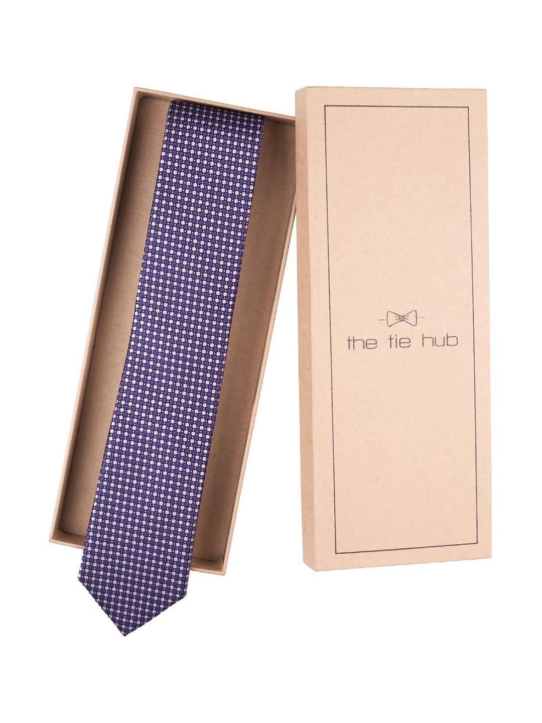 

The Tie Hub Men Printed Silk Broad Tie, Purple