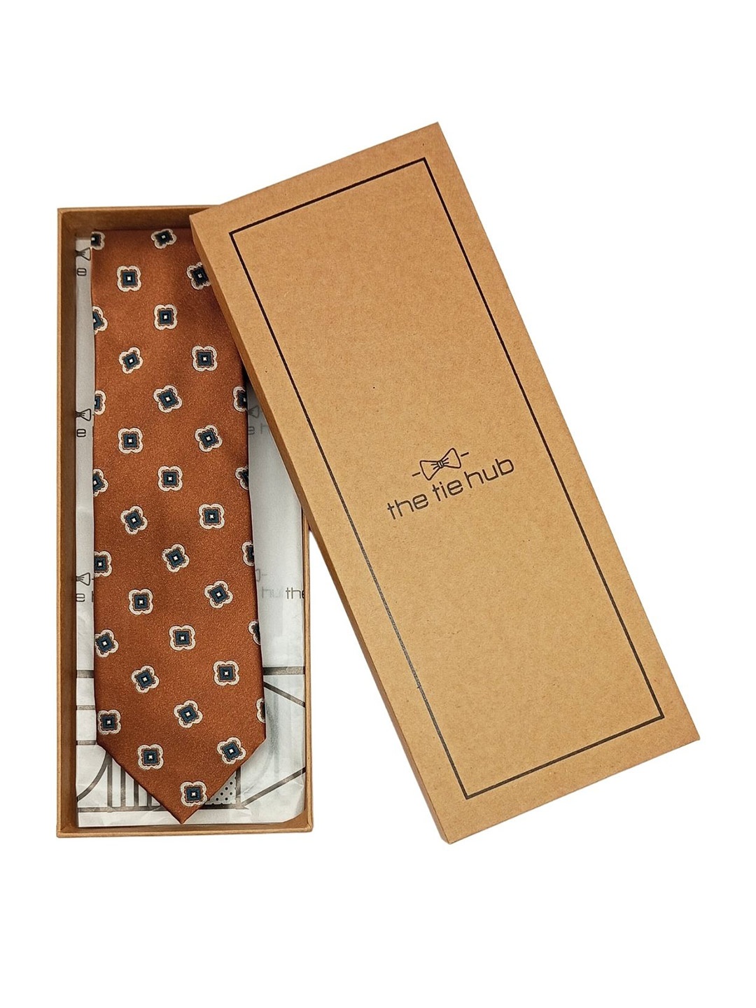 

The Tie Hub Men Woven Design Silk Broad Tie, Brown