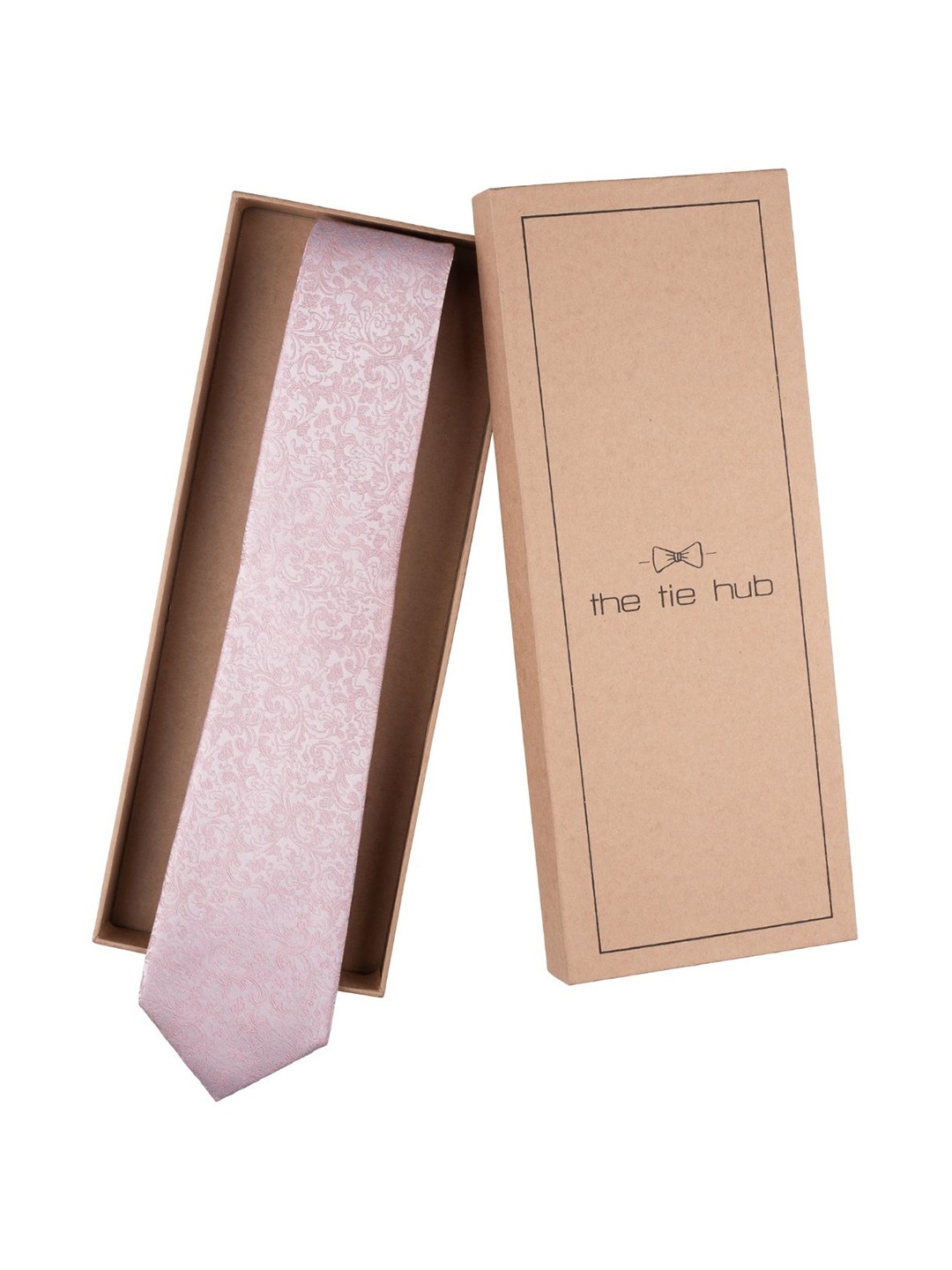 

The Tie Hub Men Printed Silk Broad Tie, Pink