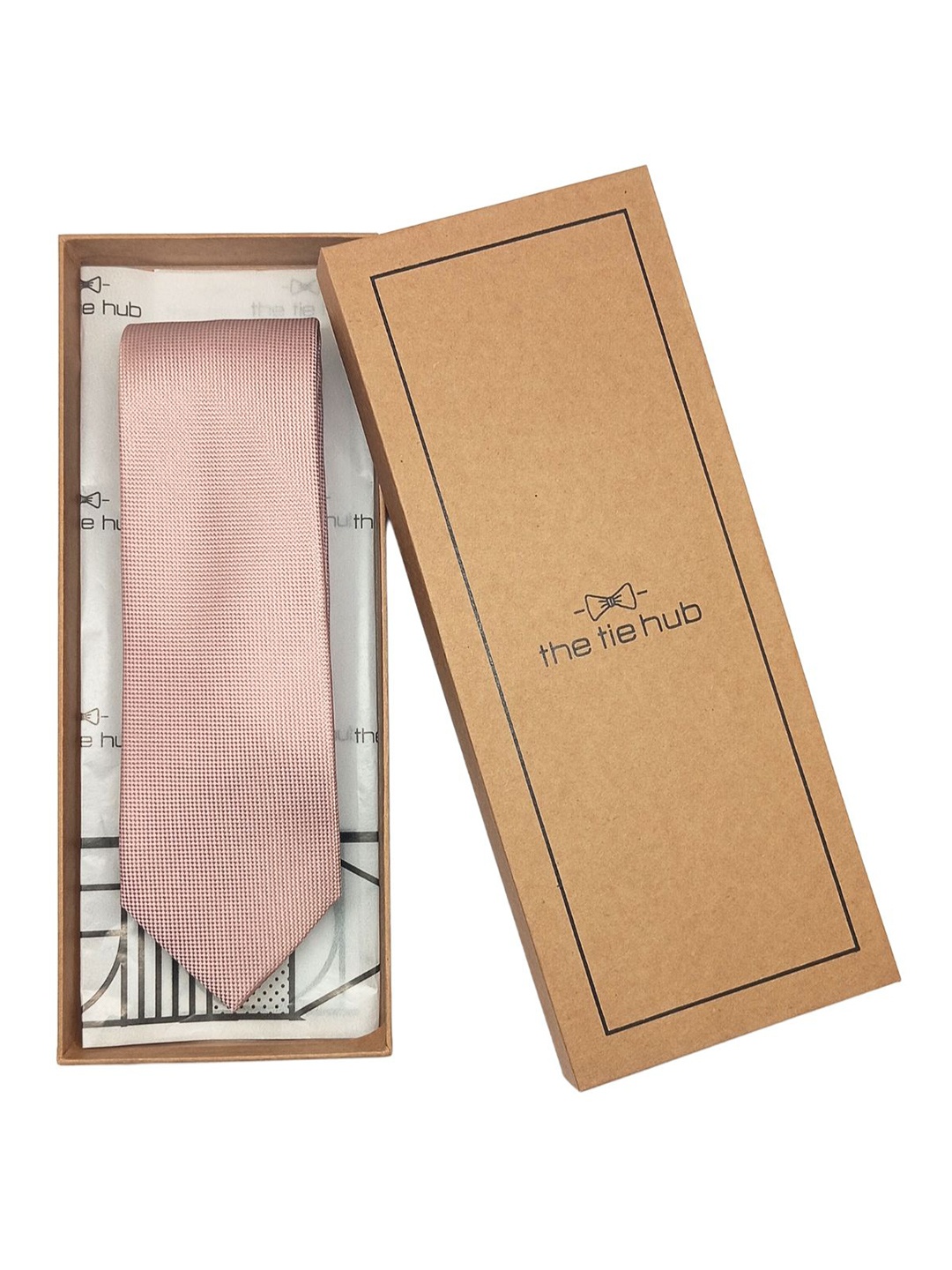 

The Tie Hub Men Textured Pure Silk Broad Necktie, Pink