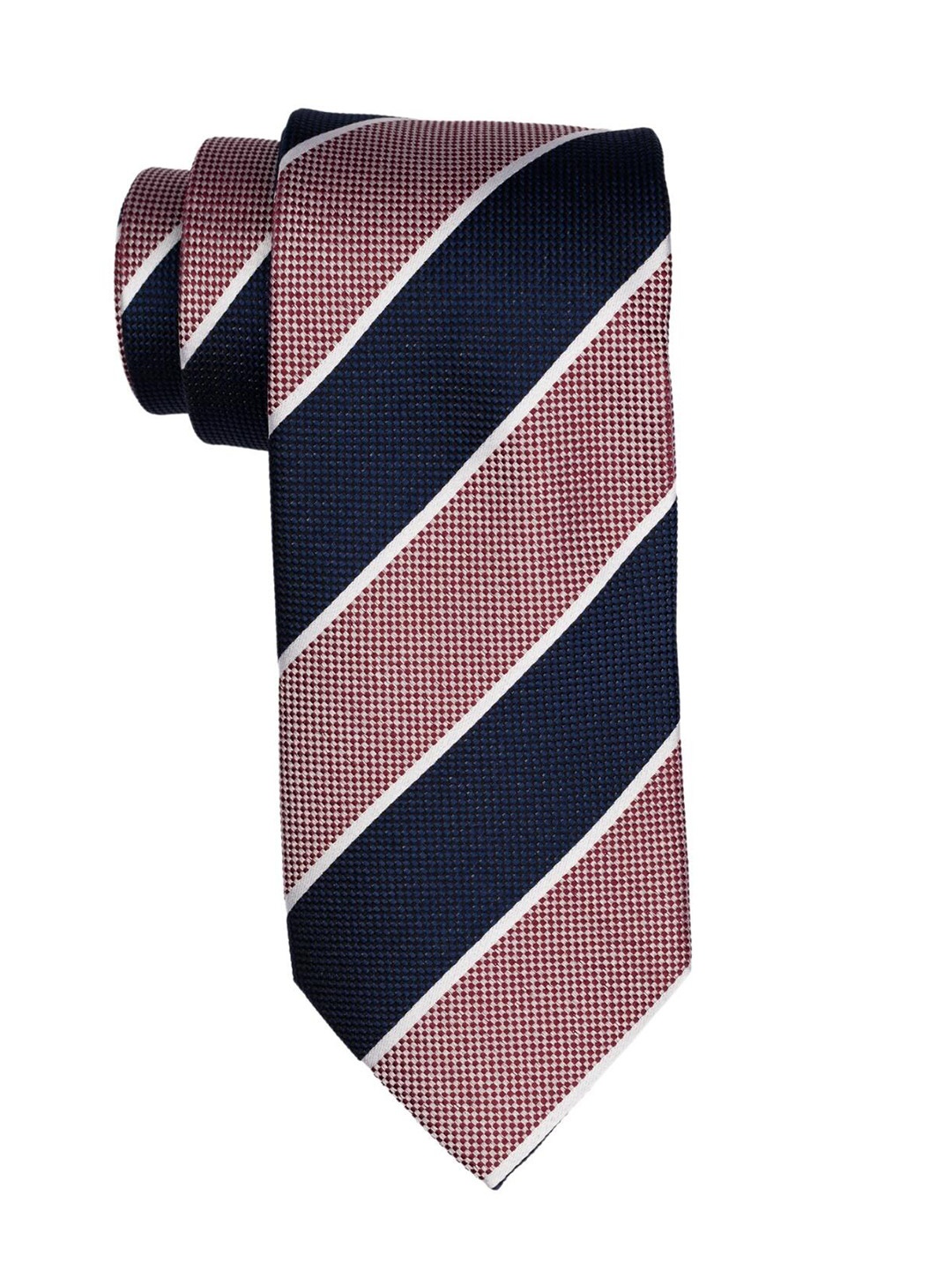 

The Tie Hub Men Striped Silk Broad Tie, Blue