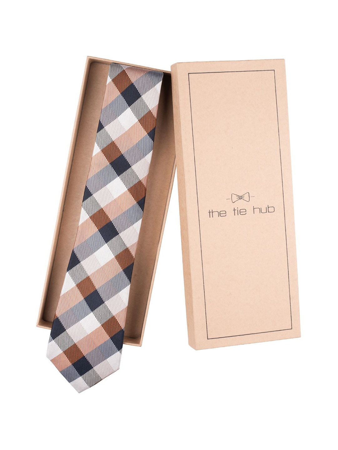 

The Tie Hub Men Checked Broad Tie, White