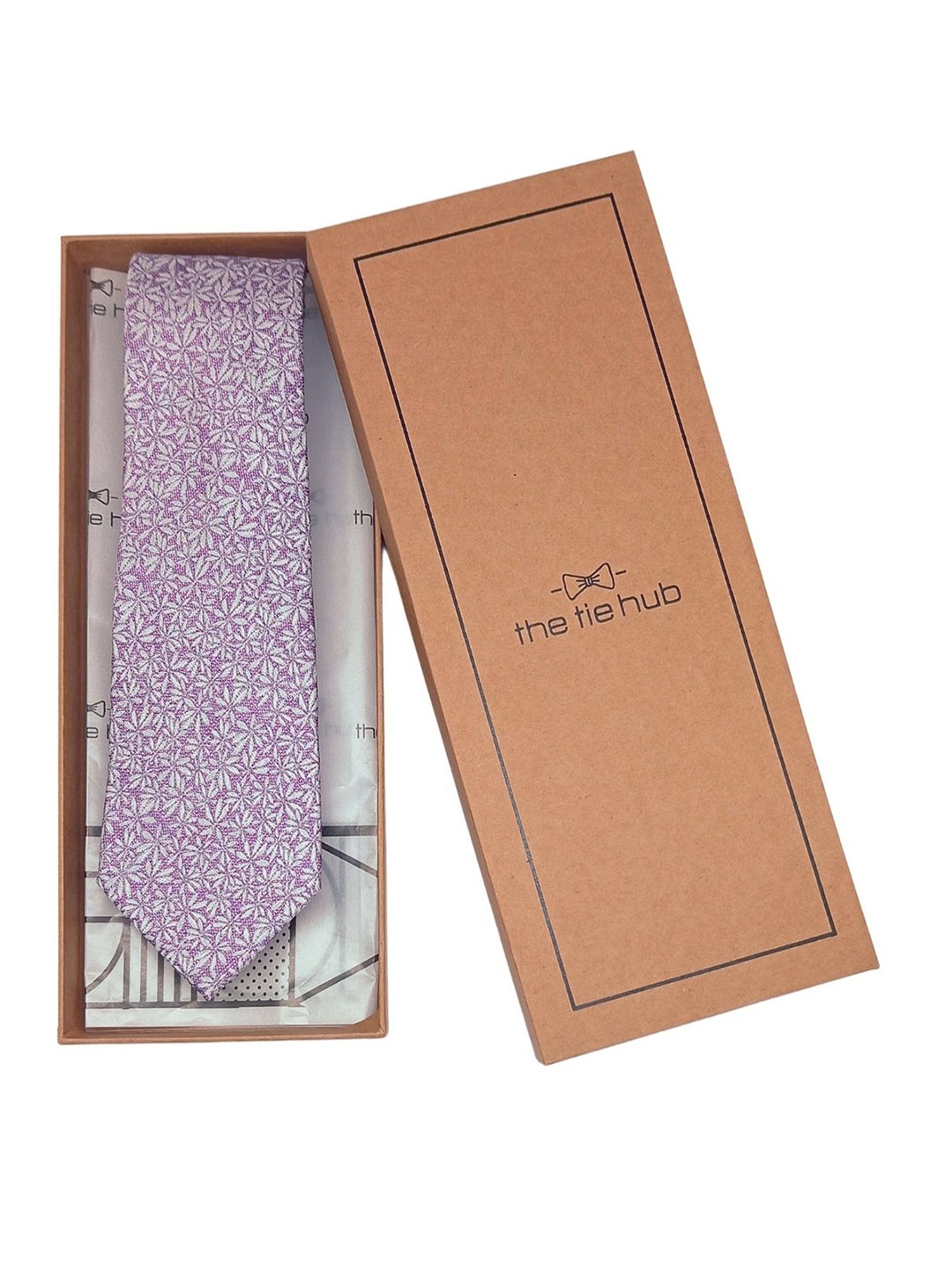 

The Tie Hub Men Printed Silk Broad Tie, Pink