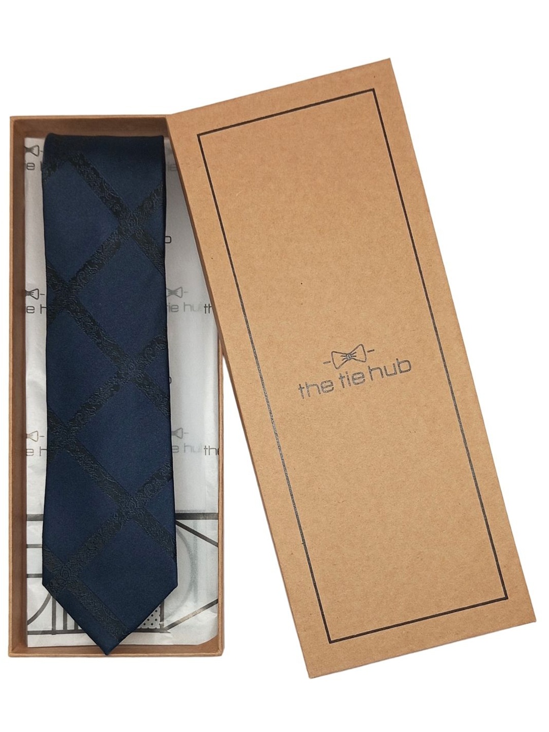 

The Tie Hub Men Checked Broad Tie, Blue