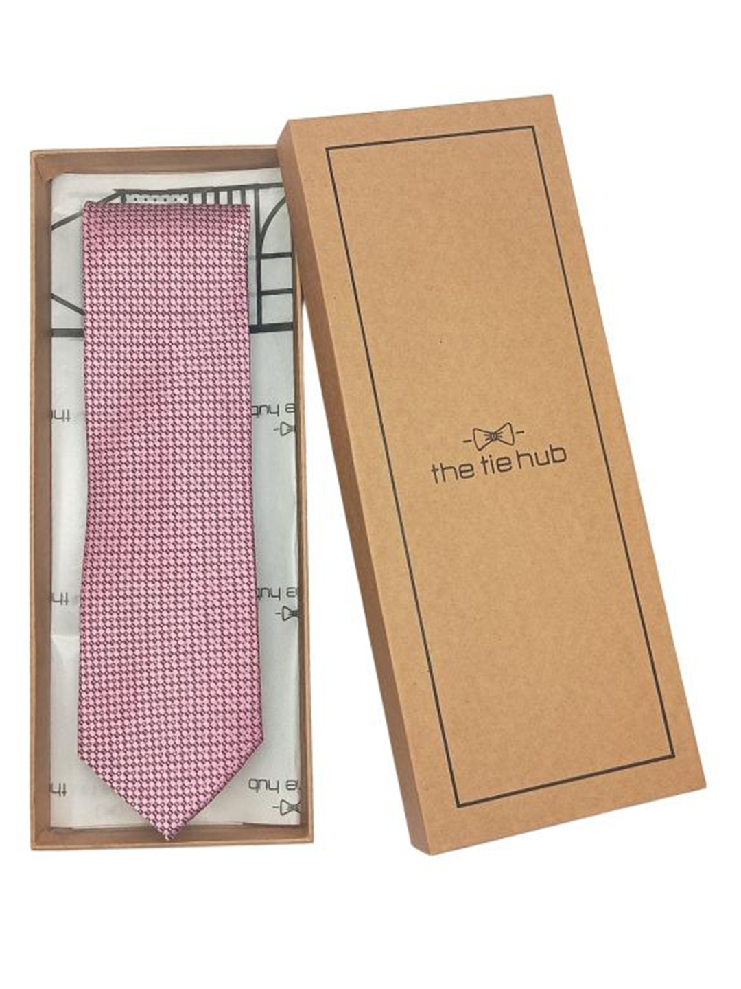 

The Tie Hub Men Printed Broad Tie, Pink