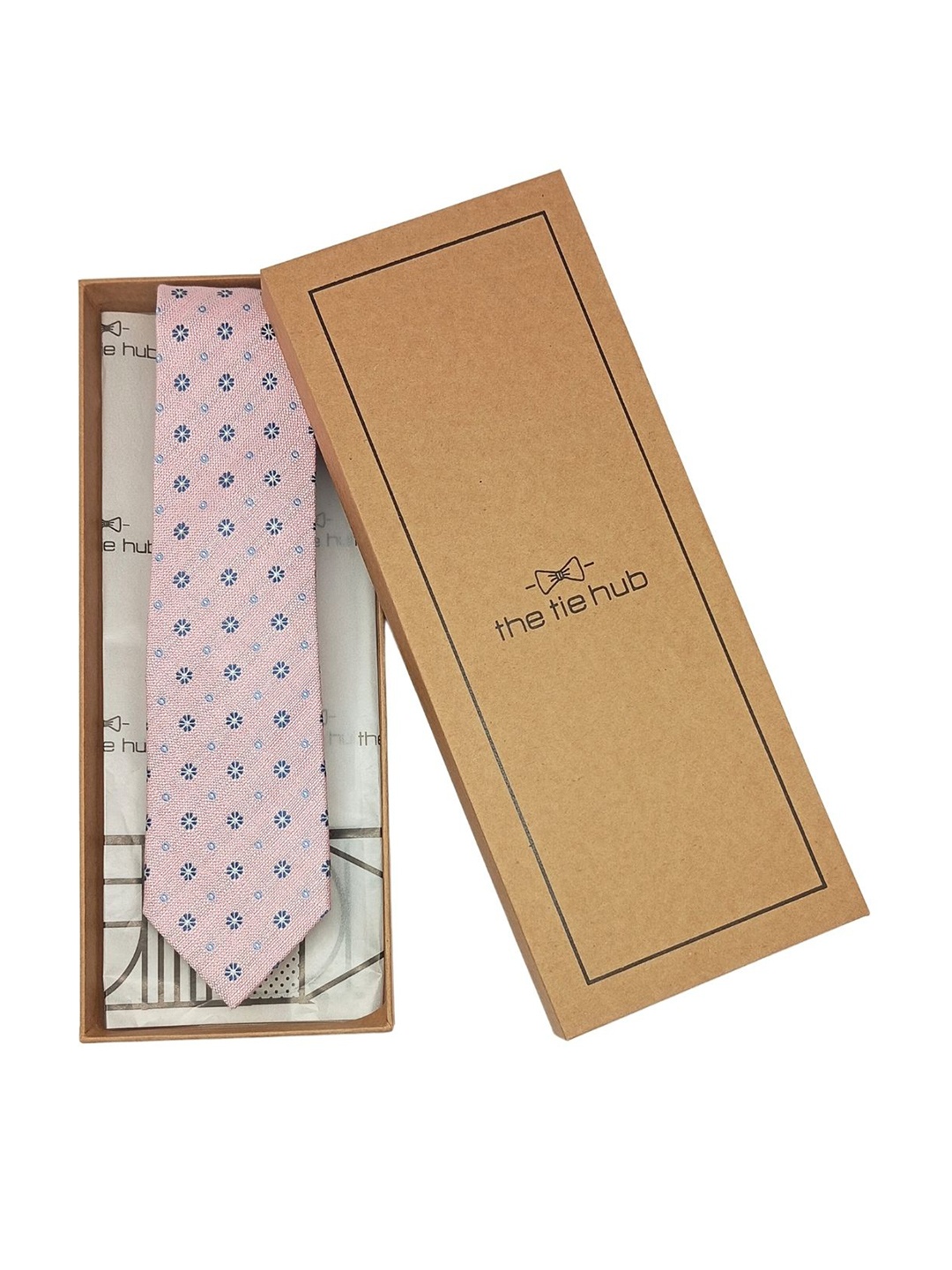 

The Tie Hub Men Printed Silk Broad Tie, Pink