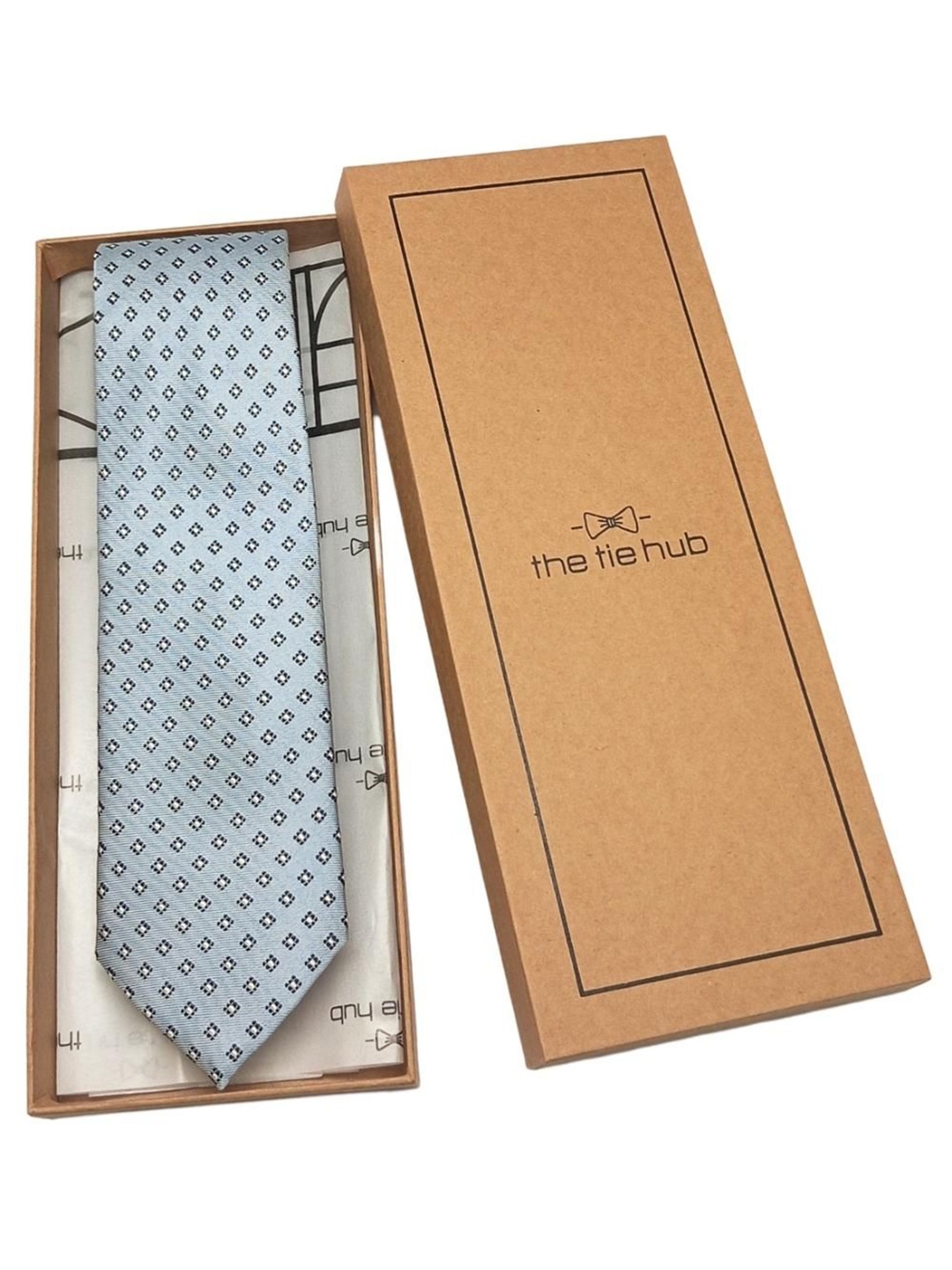 

The Tie Hub Men Woven Design Silk Broad Tie, Blue