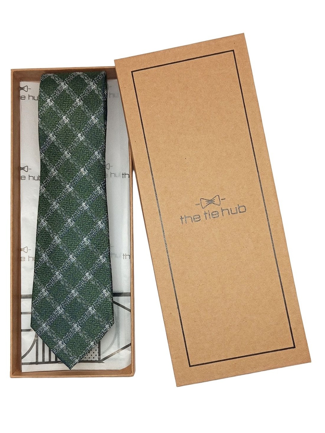 

The Tie Hub Men Checked Broad Tie, Green