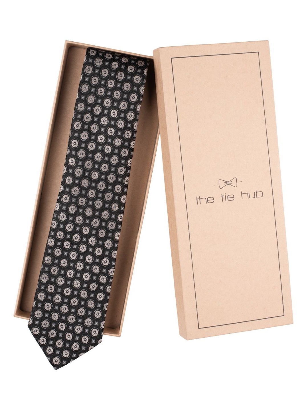 

The Tie Hub Men Printed Broad Tie, Black