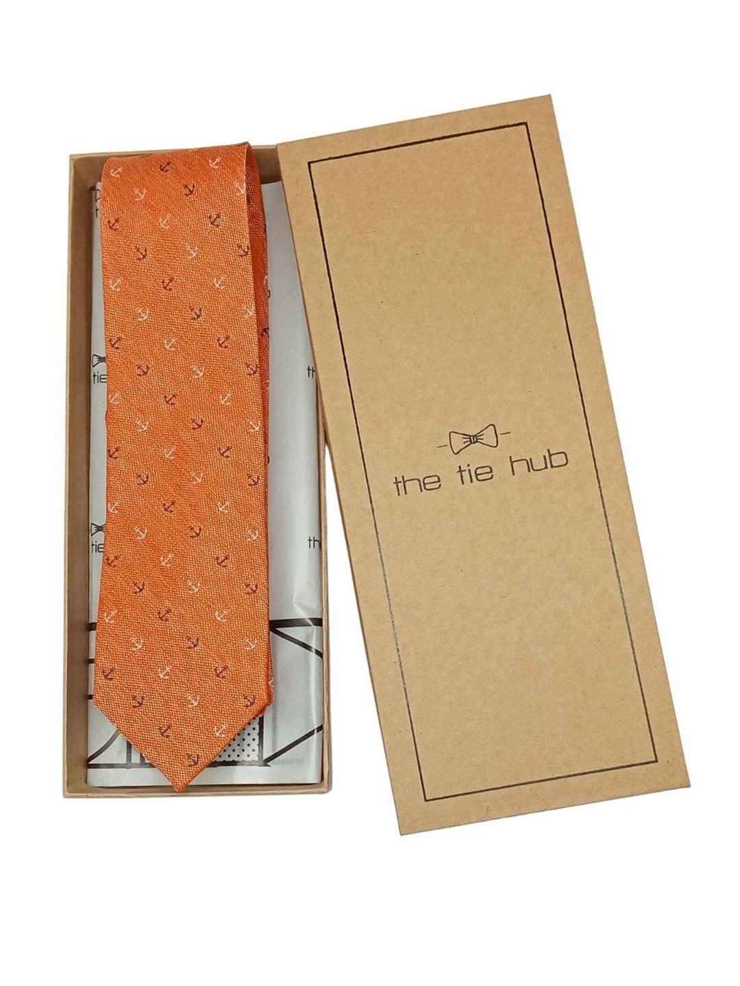 

The Tie Hub Men Printed Skinny Tie, Orange