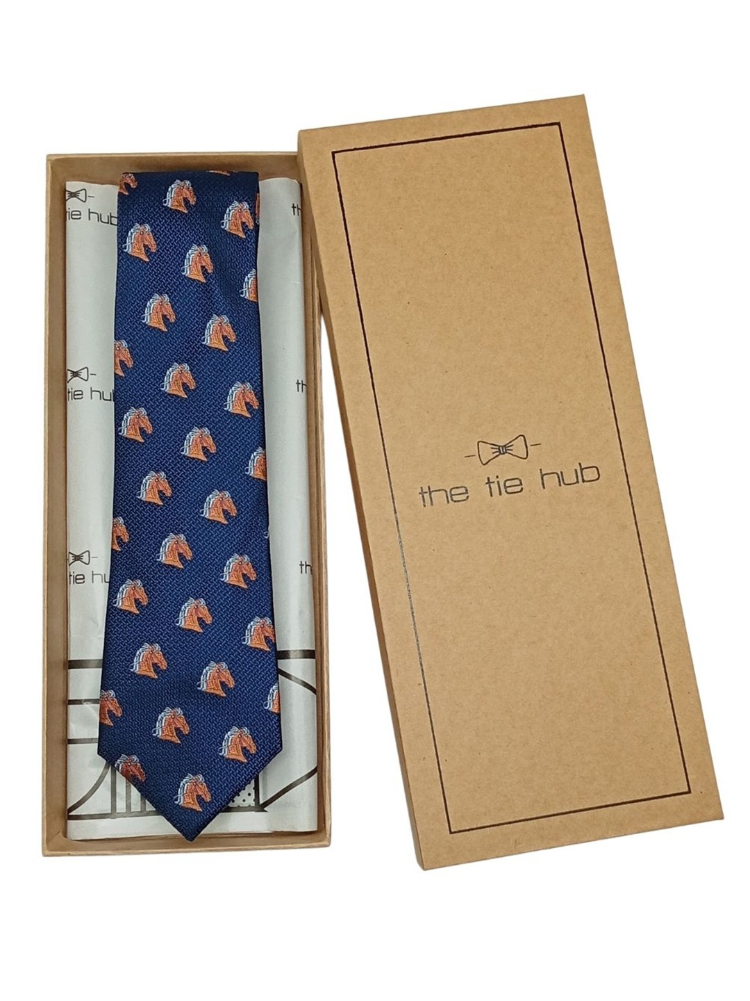 

The Tie Hub Men Woven Design Broad Tie, Navy blue