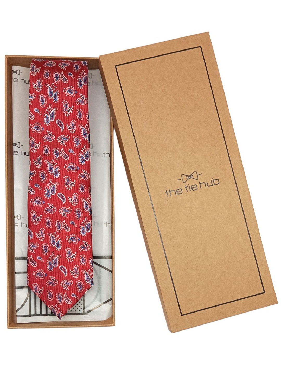 

The Tie Hub Men Printed Broad Tie, Red