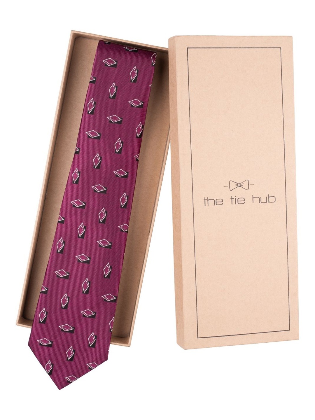 

The Tie Hub Men Printed Silk Broad Tie, Purple