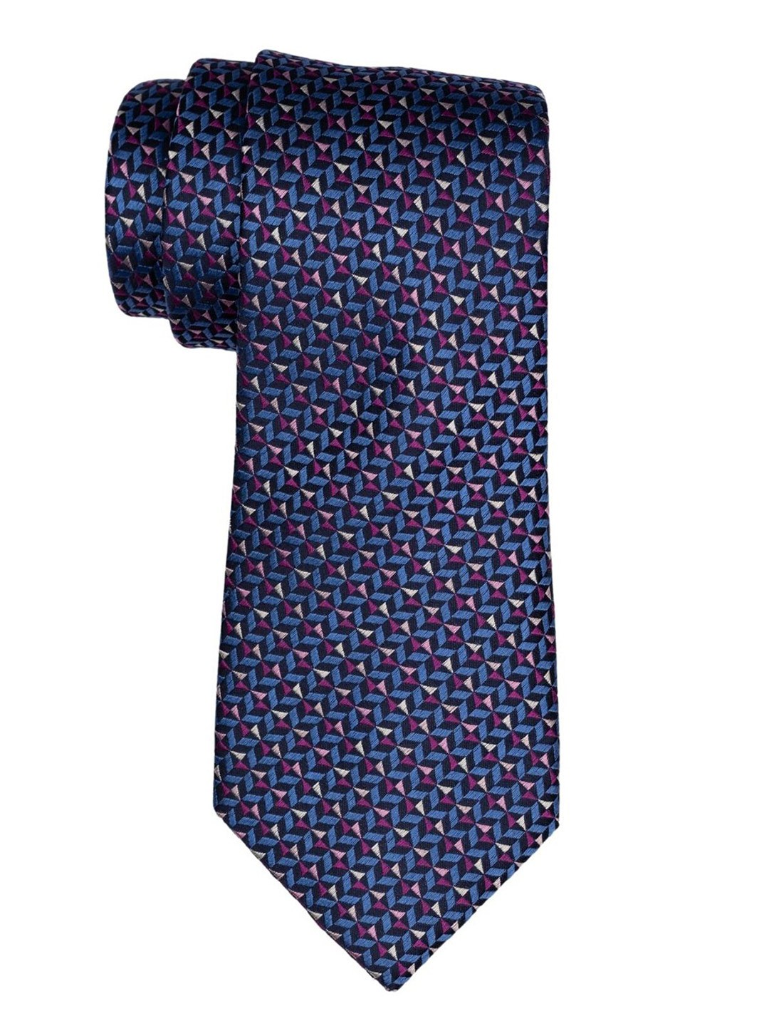 

The Tie Hub Men Printed Silk Broad Tie, Blue
