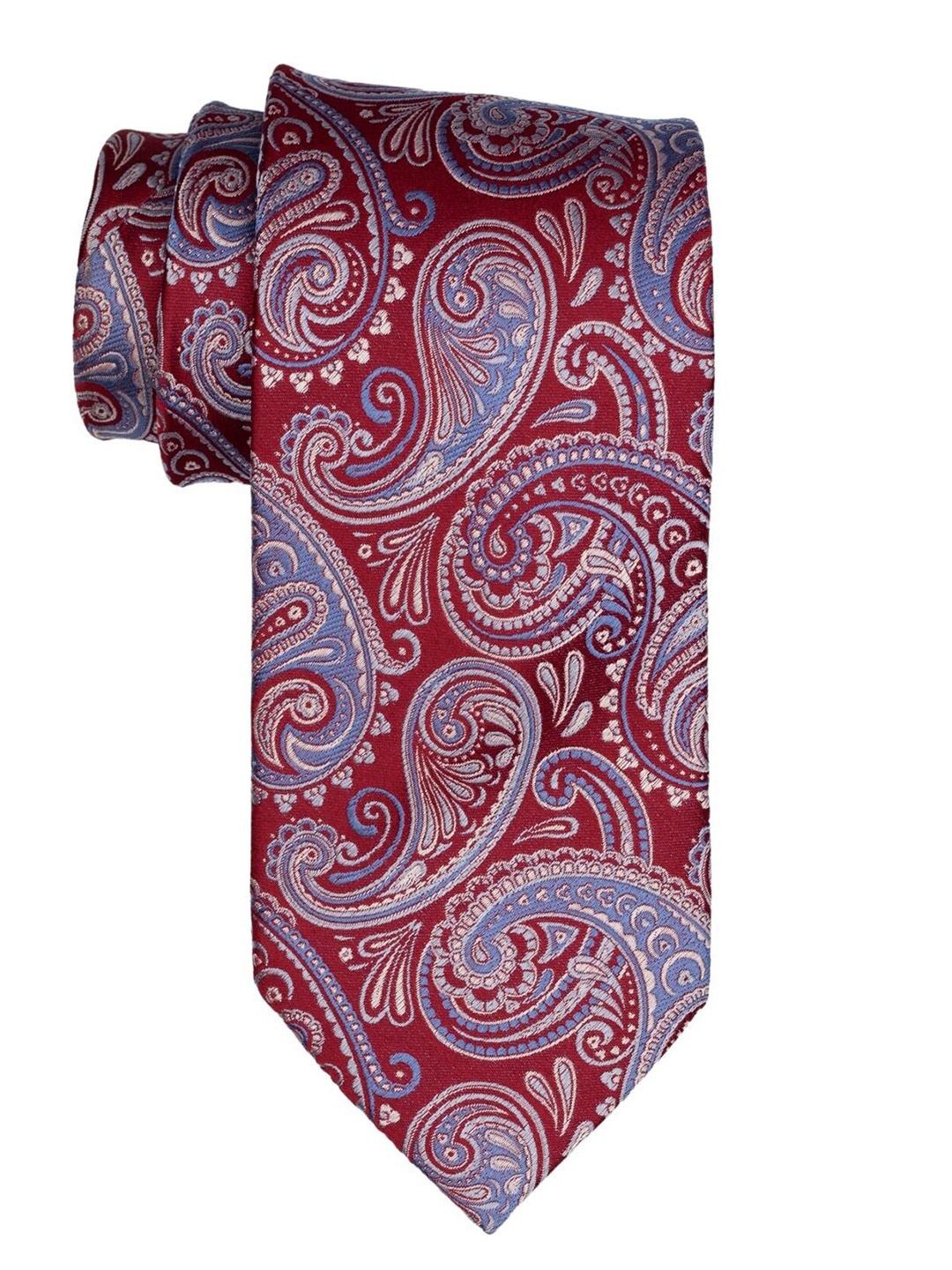 

The Tie Hub Men Woven Design Silk Broad Tie, Red