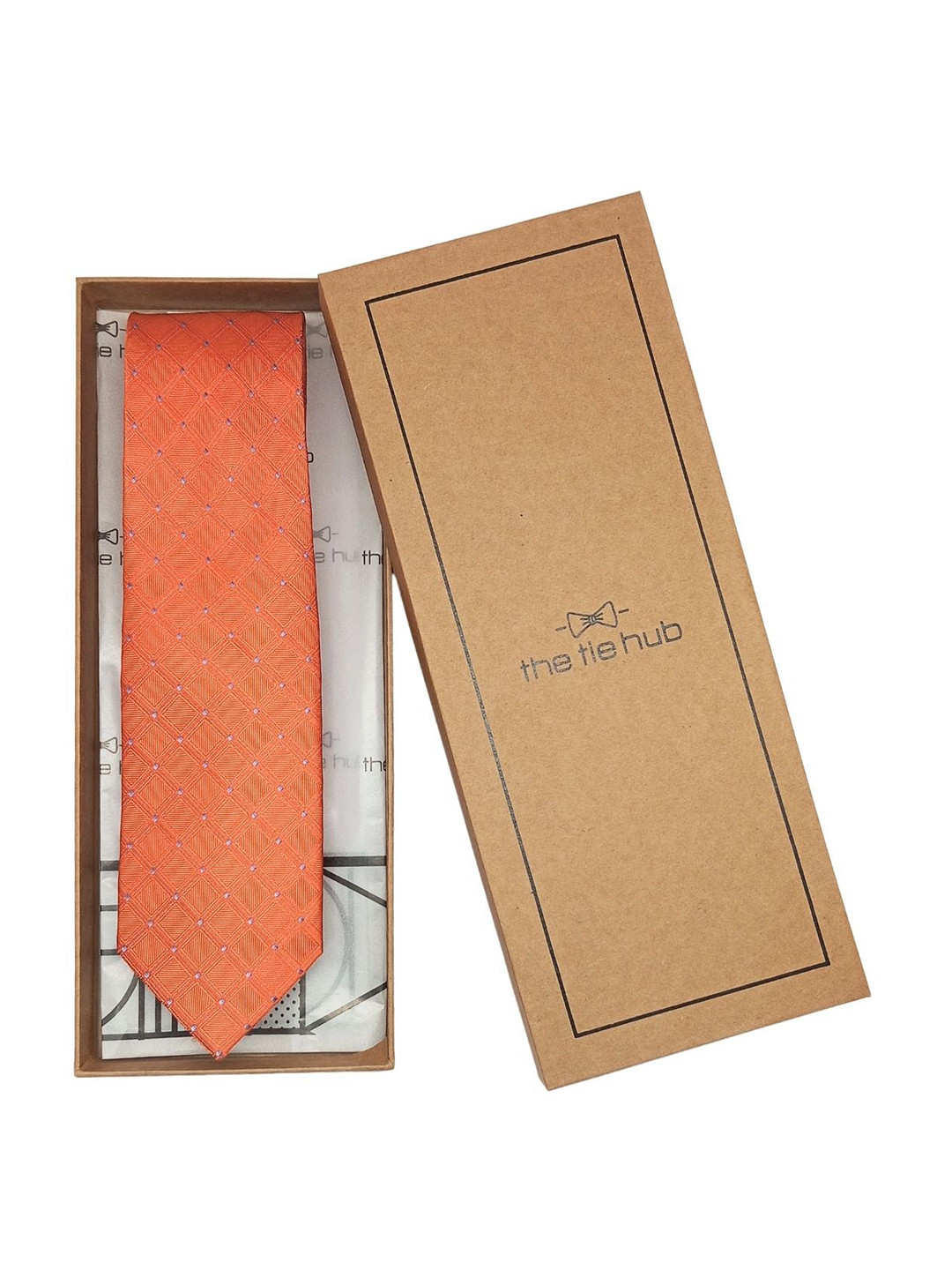 

The Tie Hub Men Printed Bow Tie, Orange