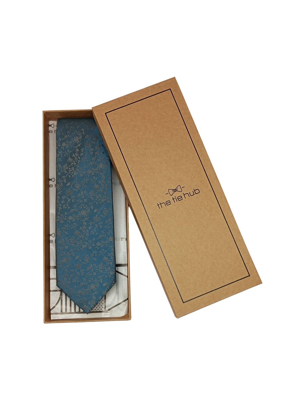 

The Tie Hub Men Printed Pure Silk Broad Tie, Blue
