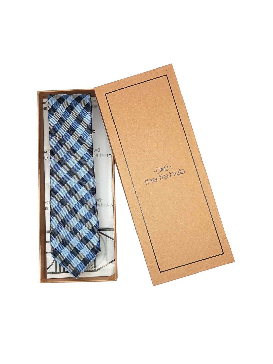 

The Tie Hub Men Checked Broad Tie, Blue