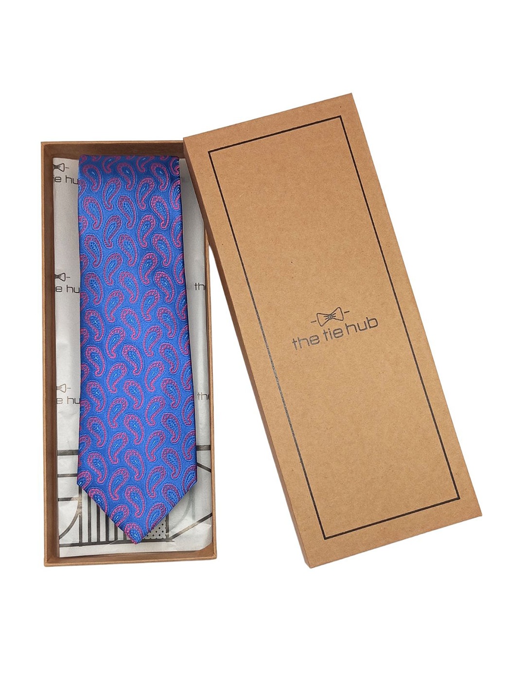 

The Tie Hub Men Woven Design Silk Broad Tie, Blue