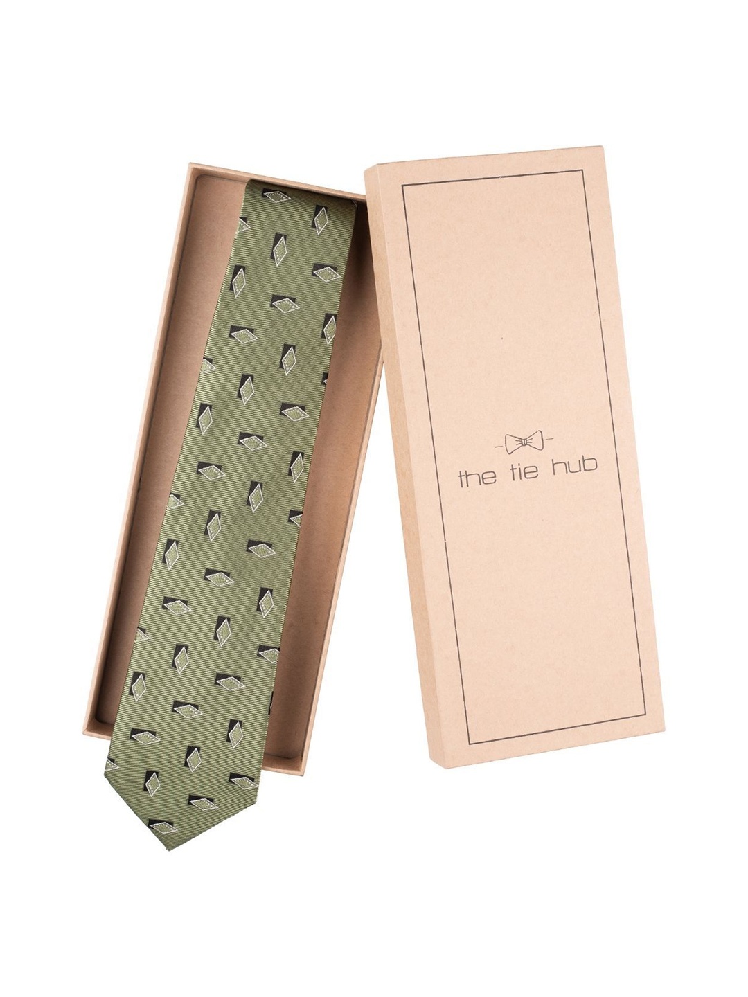 

The Tie Hub Men Printed Broad Tie, Green