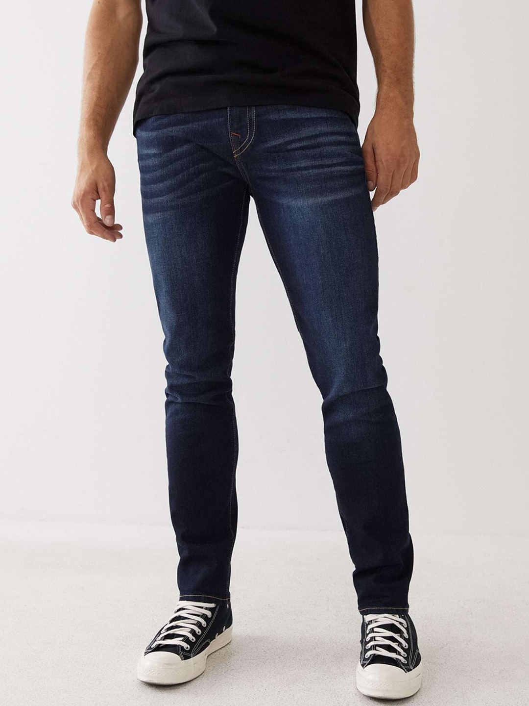 

True Religion SN Rocco Solid Slim Fit Mid-Rise Jeans, Blue