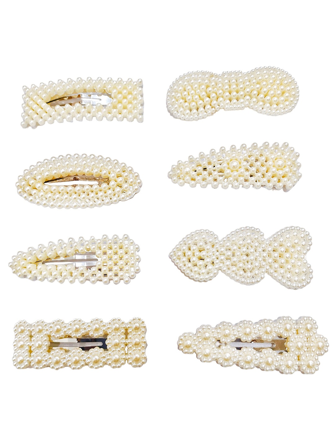 

ANNA CREATIONS Women Beaded Tic Tac Hair Clip, White