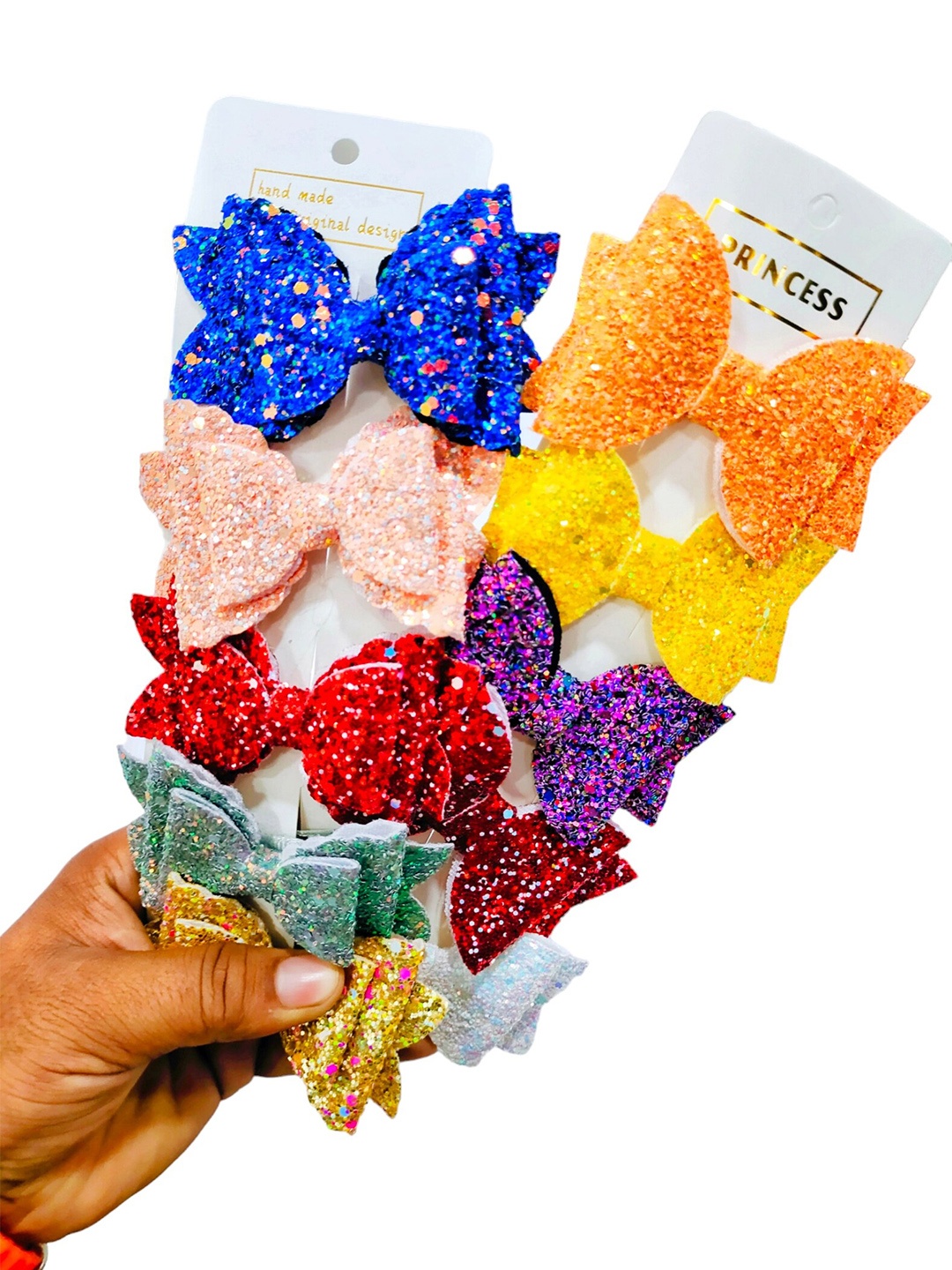 

ANNA CREATIONS Girls Set of 10 Embellished Bows Alligator Hair Clip, Yellow