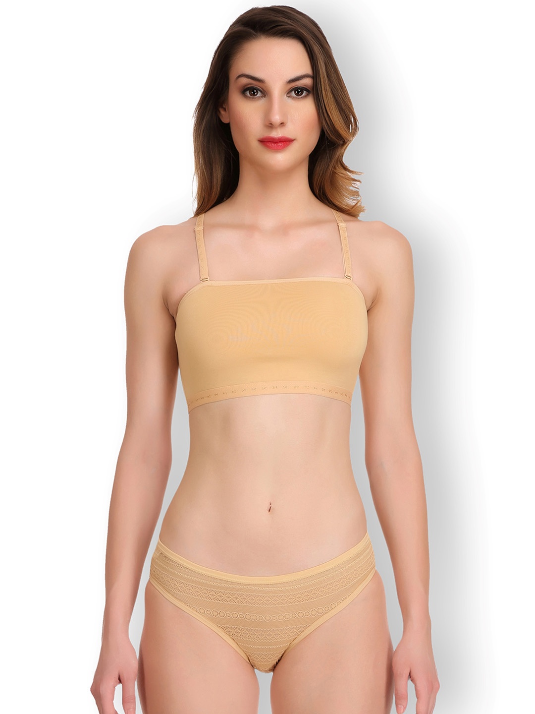 

Selfcare Cotton Non Padded Bikini Panty Lingerie Set - SN2579, Beige