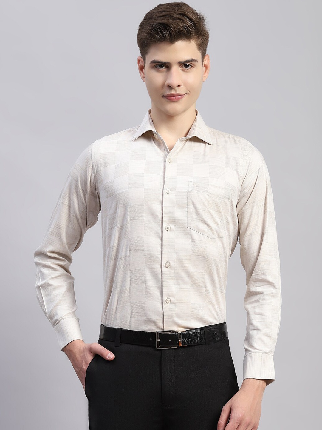

Monte Carlo Opaque Cotton Casual Shirt, Beige