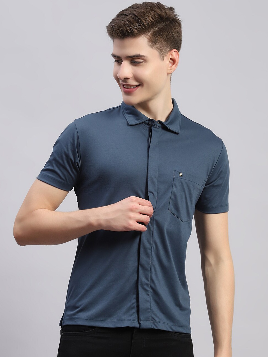 

Monte Carlo Opaque Cotton Casual Shirt, Teal