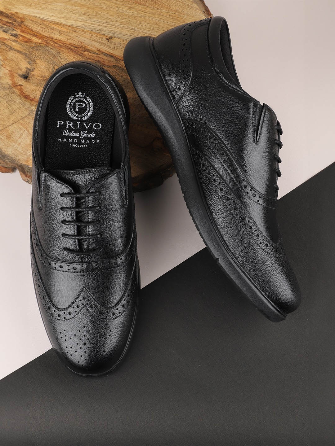 

PRIVO by Inc.5 Men Leather Formal Derbys, Black