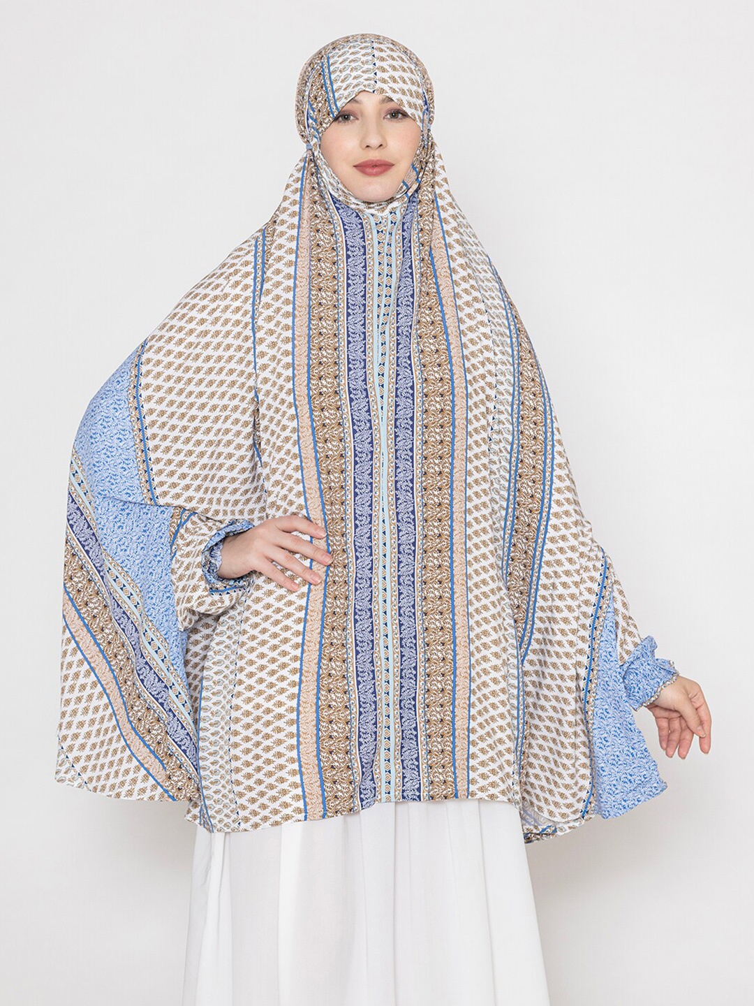 

SANASH Collections Ethnic Motifs Printed Namaz Hijab, Blue