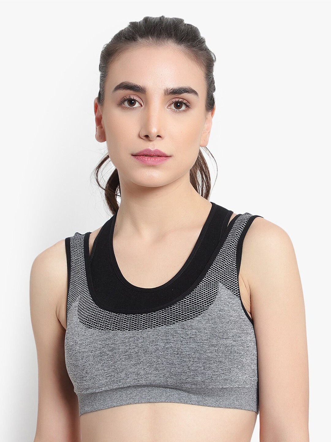 

BRACHY Full Coverage Removable Padding Non-Wired Styled Back Workout Bra- All Day Comfort, Black