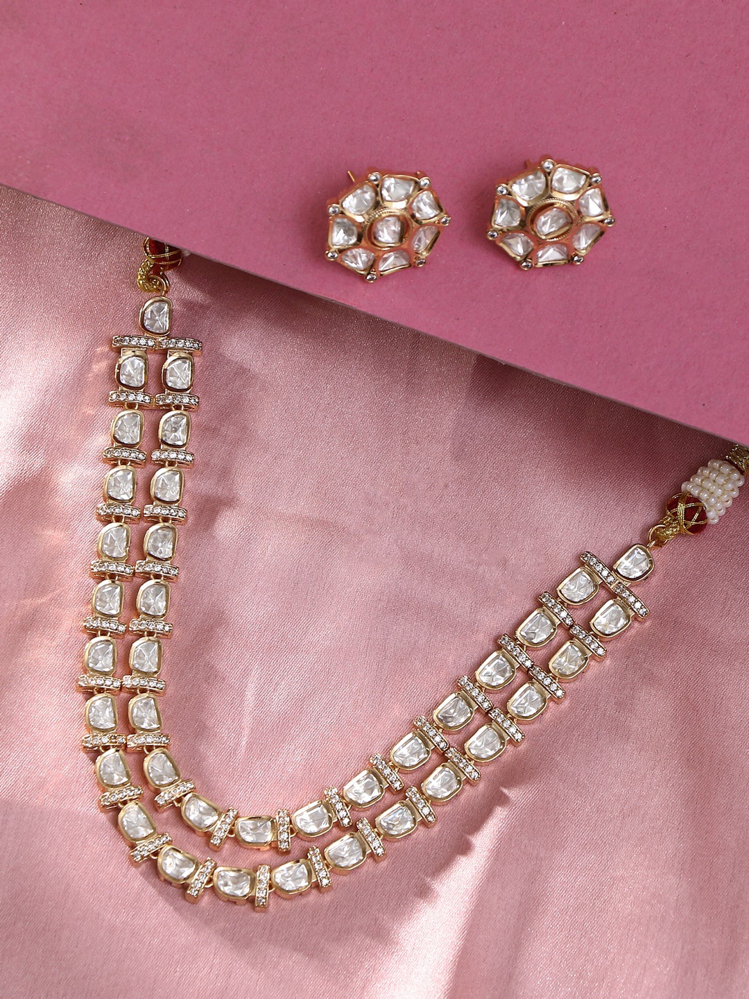 

Adwitiya Collection Gold-Plated Kundan-Studded Jewellery Set