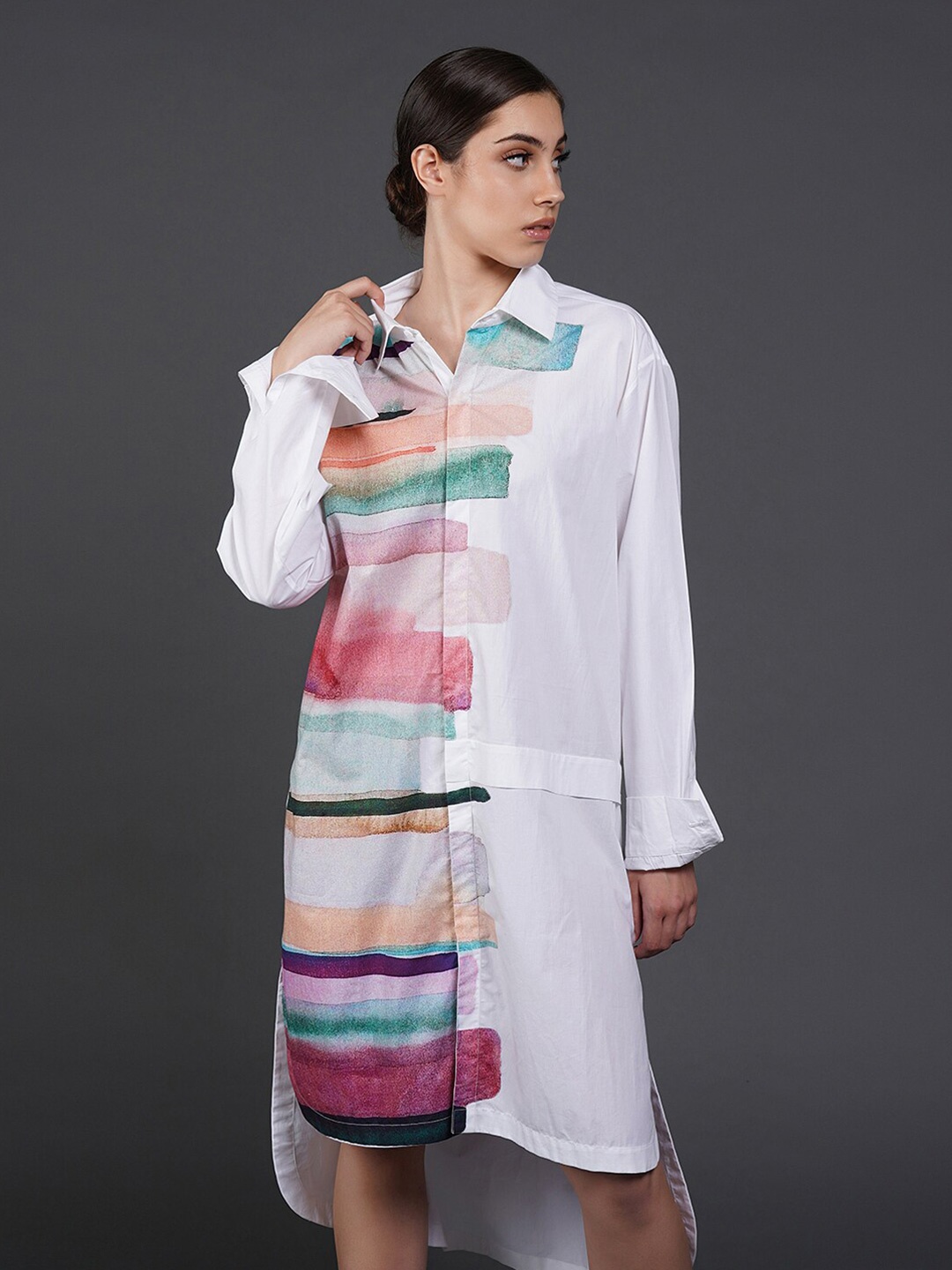 

SAMANT CHAUHAN Relaxed Cotton Opaque Striped Casual Shirt, White