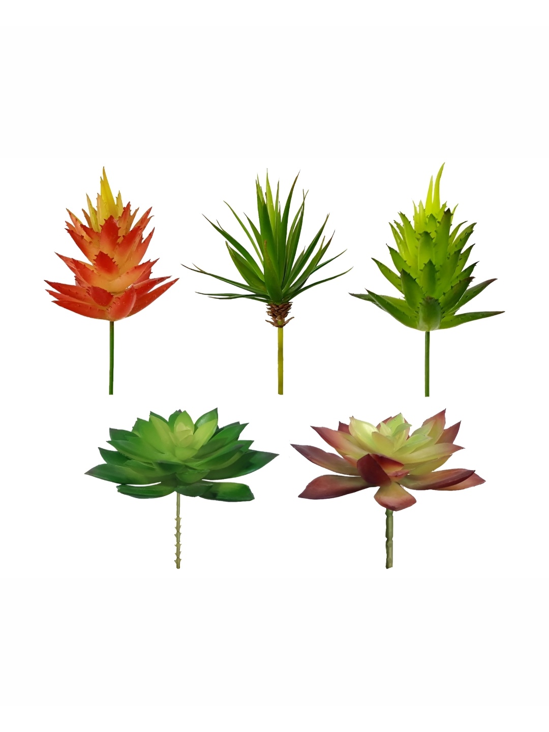 Garden Deco Green 5 Pieces Succulent Artificial Plant