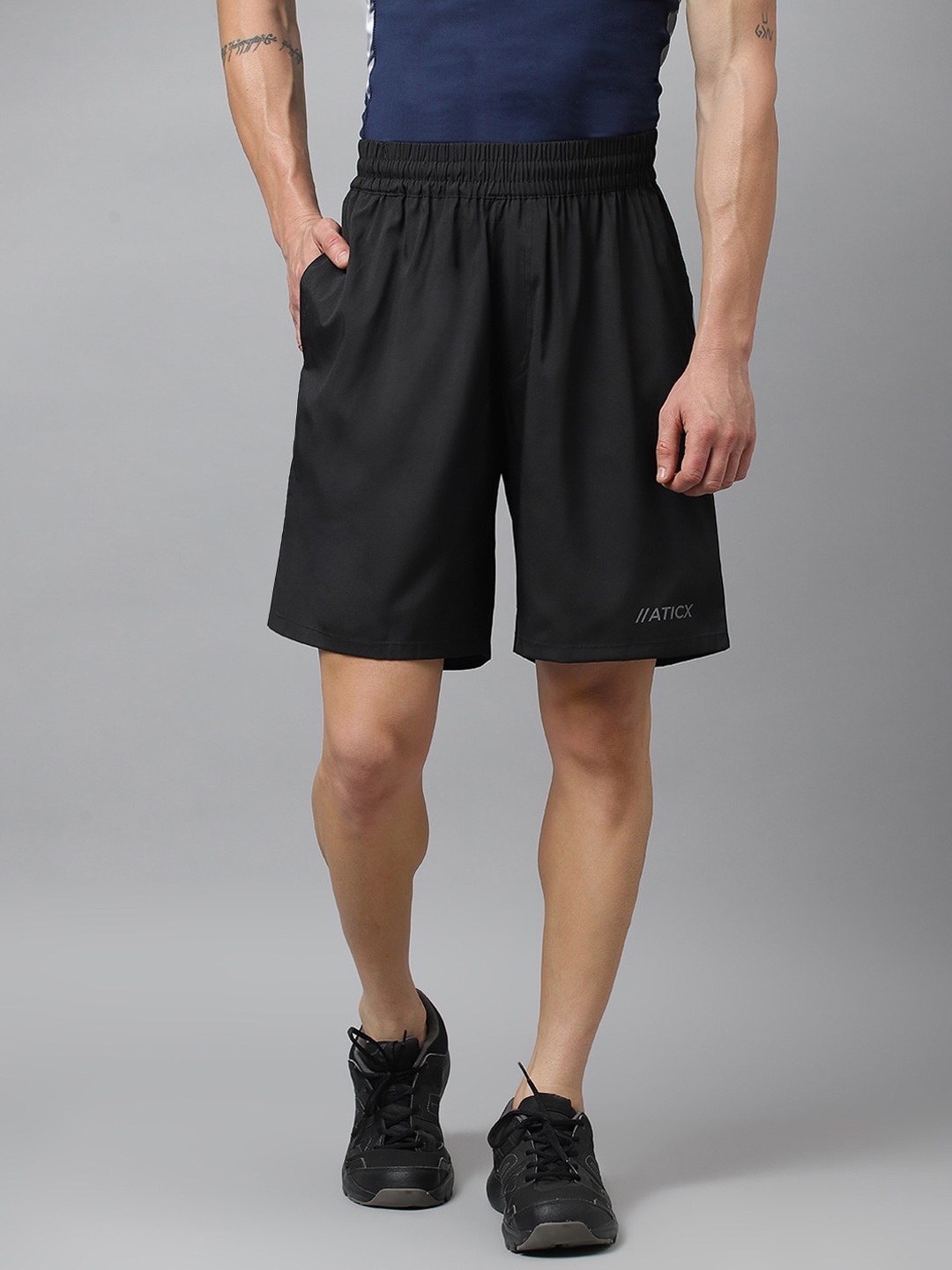 

ATICX Men Mid-Rise Rapid-Dry Training or Gym Sports Shorts, Black