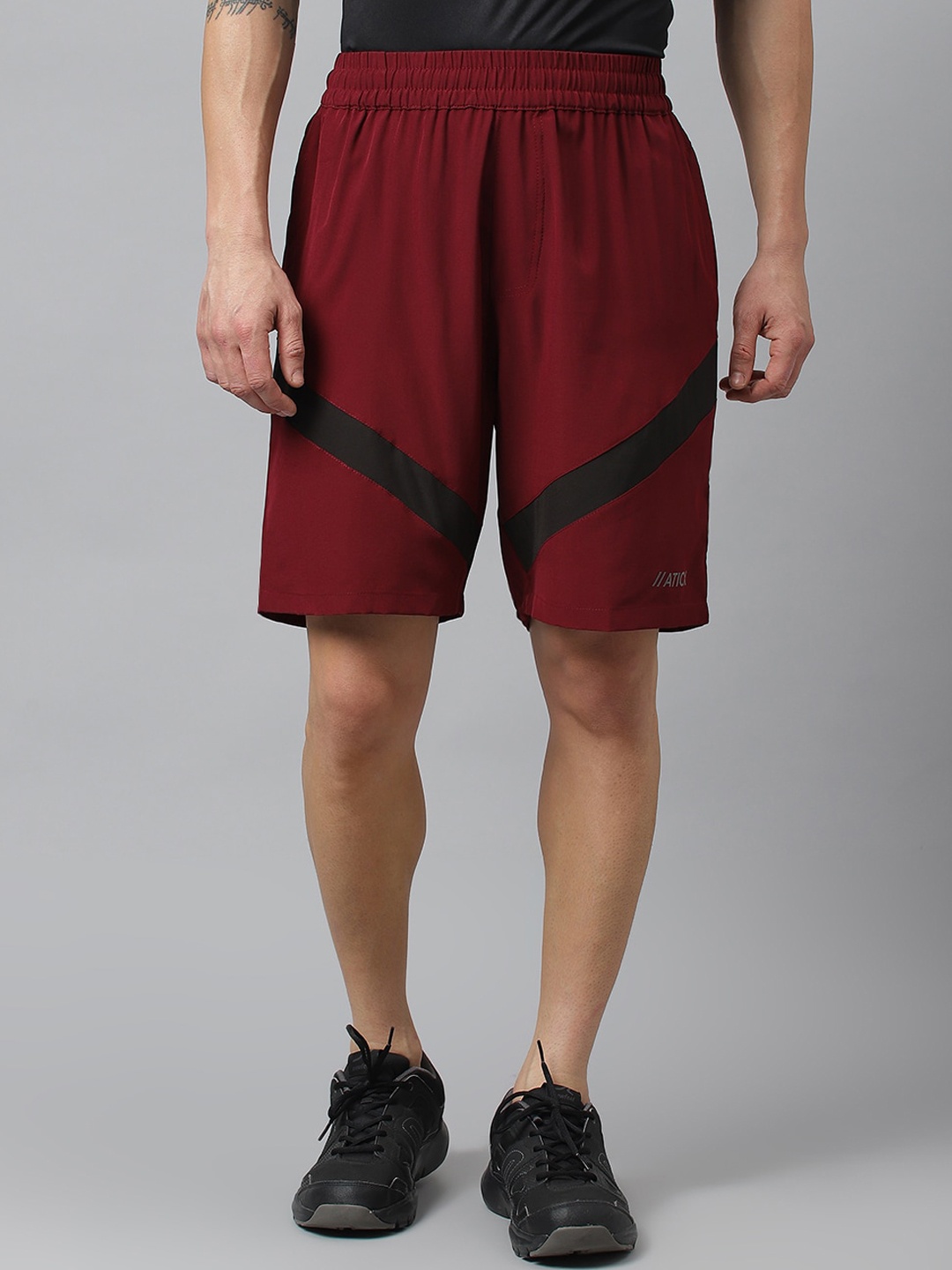 

ATICX Men Mid-Rise Rapid-Dry Training or Gym Sports Shorts, Maroon