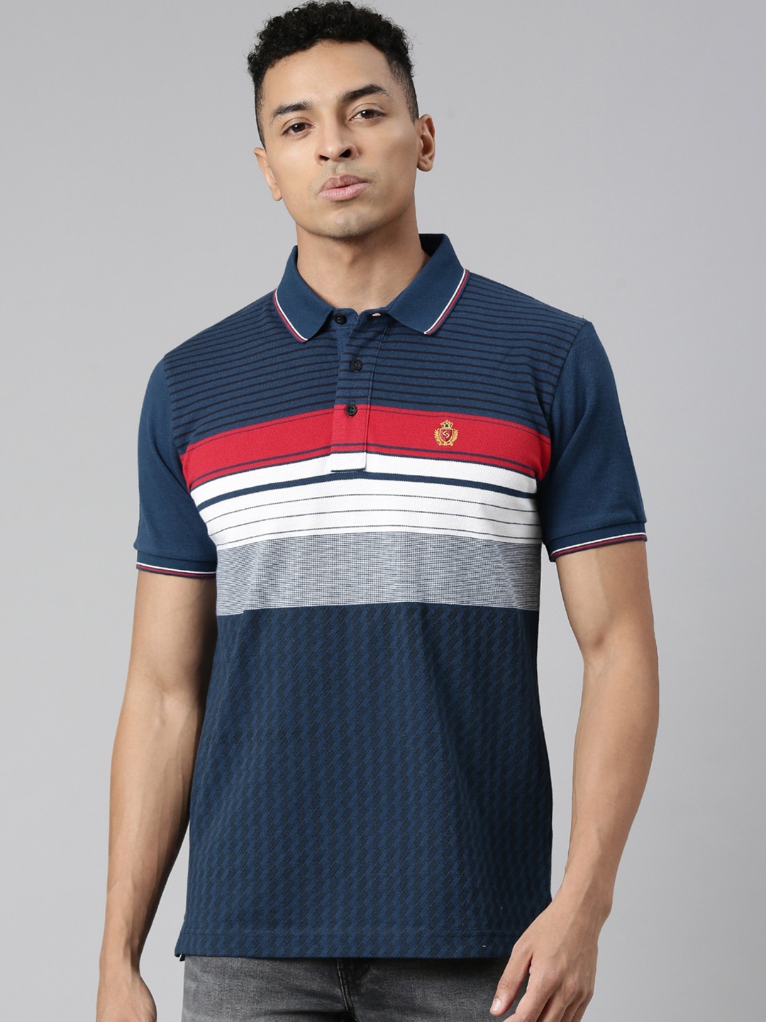 

Classic Polo Striped Polo Collar Short Sleeves Cotton Slim Fit T-shirt, White