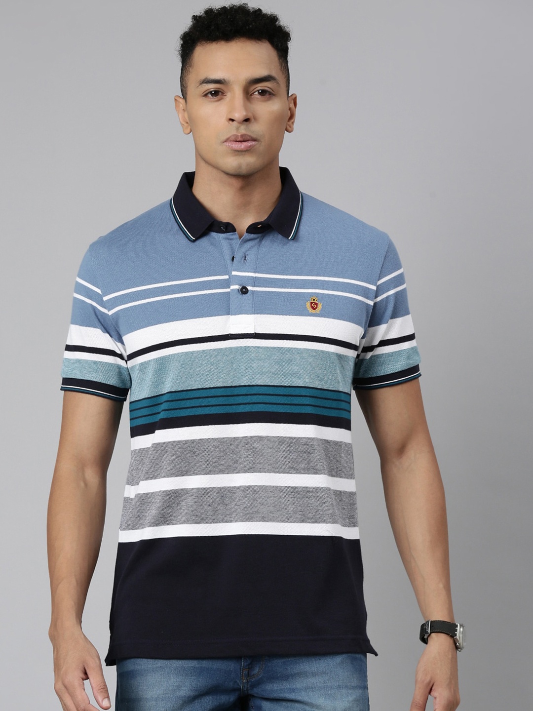 

Classic Polo Striped Polo Collar Slim Fit T-shirt, White