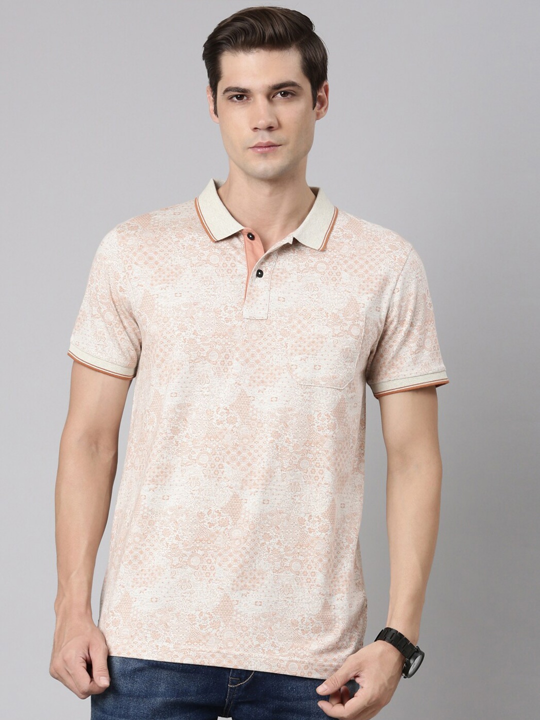 

Classic Polo Flora Polo Collar Shot Sleeves Slim Fit T-shirt, Beige