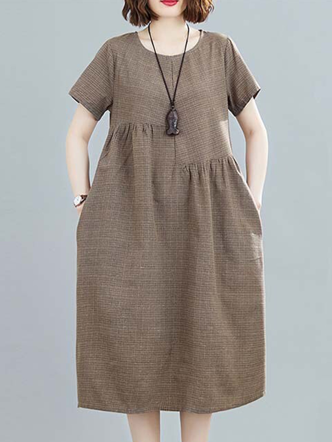 

StyleCast Brown Cotton A-Line Midi Dress