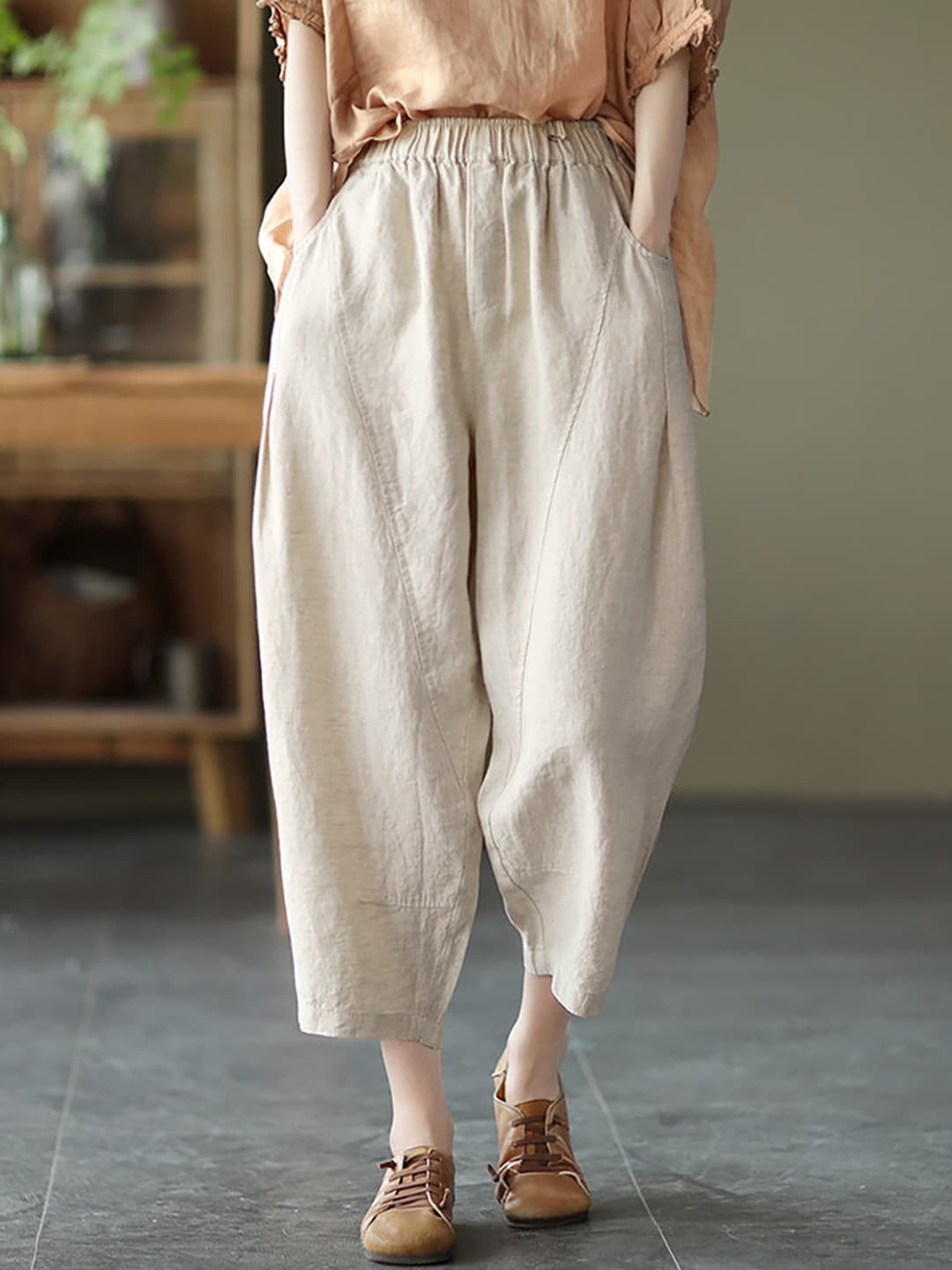 

StyleCast Women Solid Cotton Trouser, Beige
