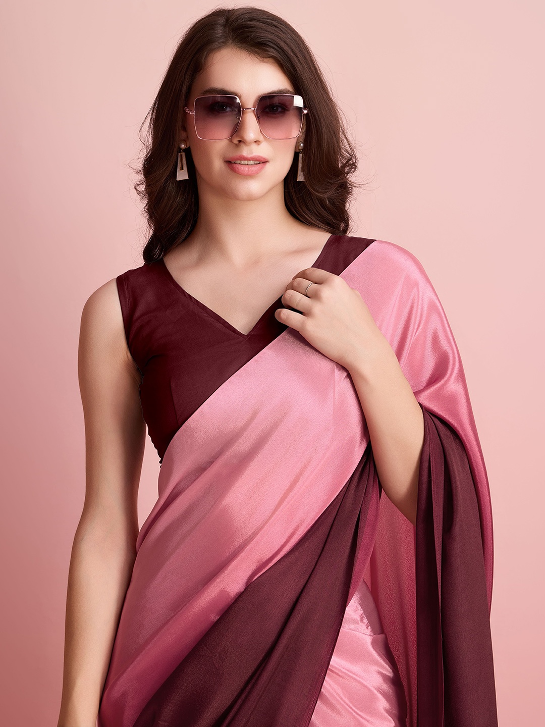 

RACHNA Ombre Ready to Wear Saree, Maroon