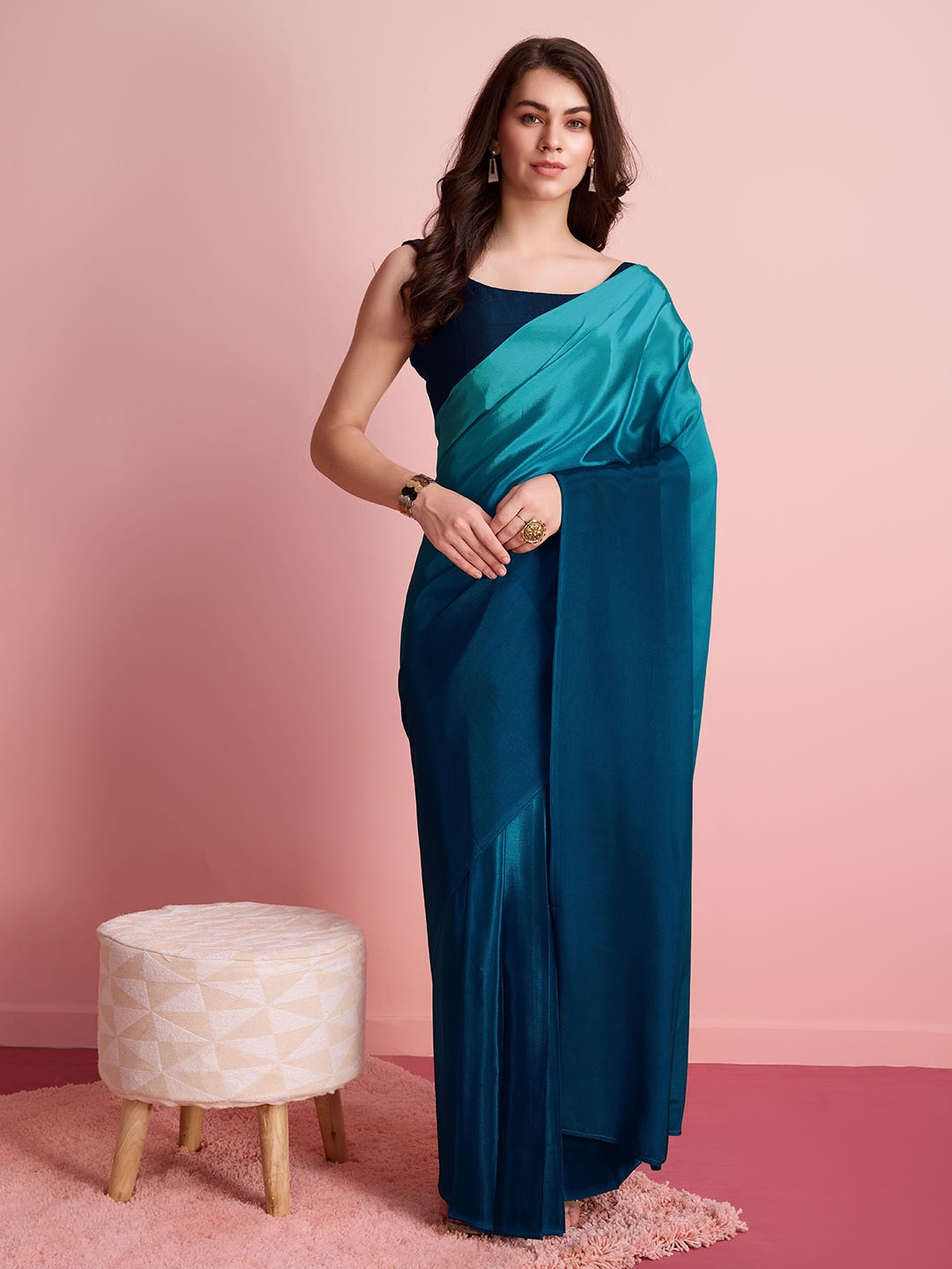 

RACHNA Ombre Ready to Wear Saree, Blue