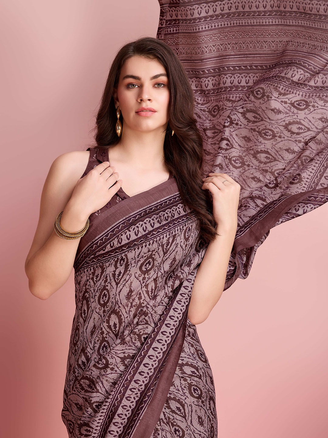 

RACHNA Ethnic Motifs Jute Silk Bhagalpuri Saree, Purple