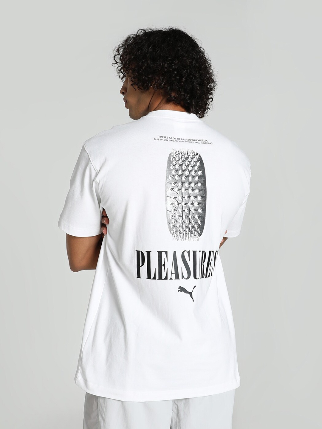 

Puma x PLEASURES Typography Printed Cotton Tshirt, White